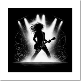 Rock Guitarist Silhouette Graphic Tee | Rock Star Posters and Art